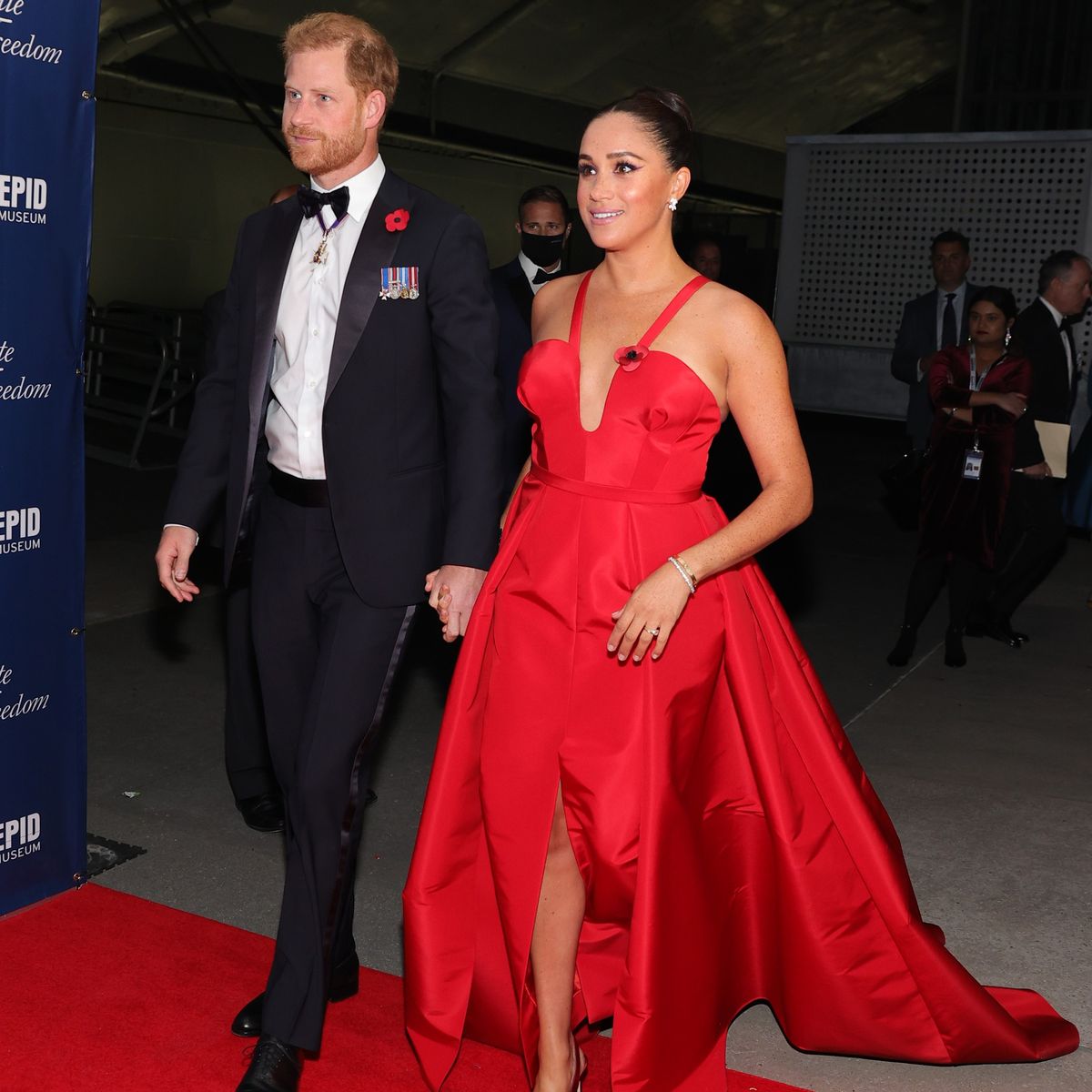 Meghan Markle Glows in a Fire-Engine Red Ballgown at a NYC Event ...