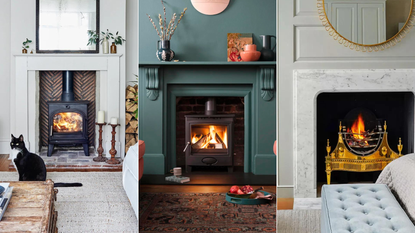 Three images of fireplaces