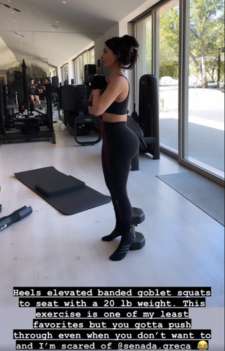 Kim Kardashian exercising.