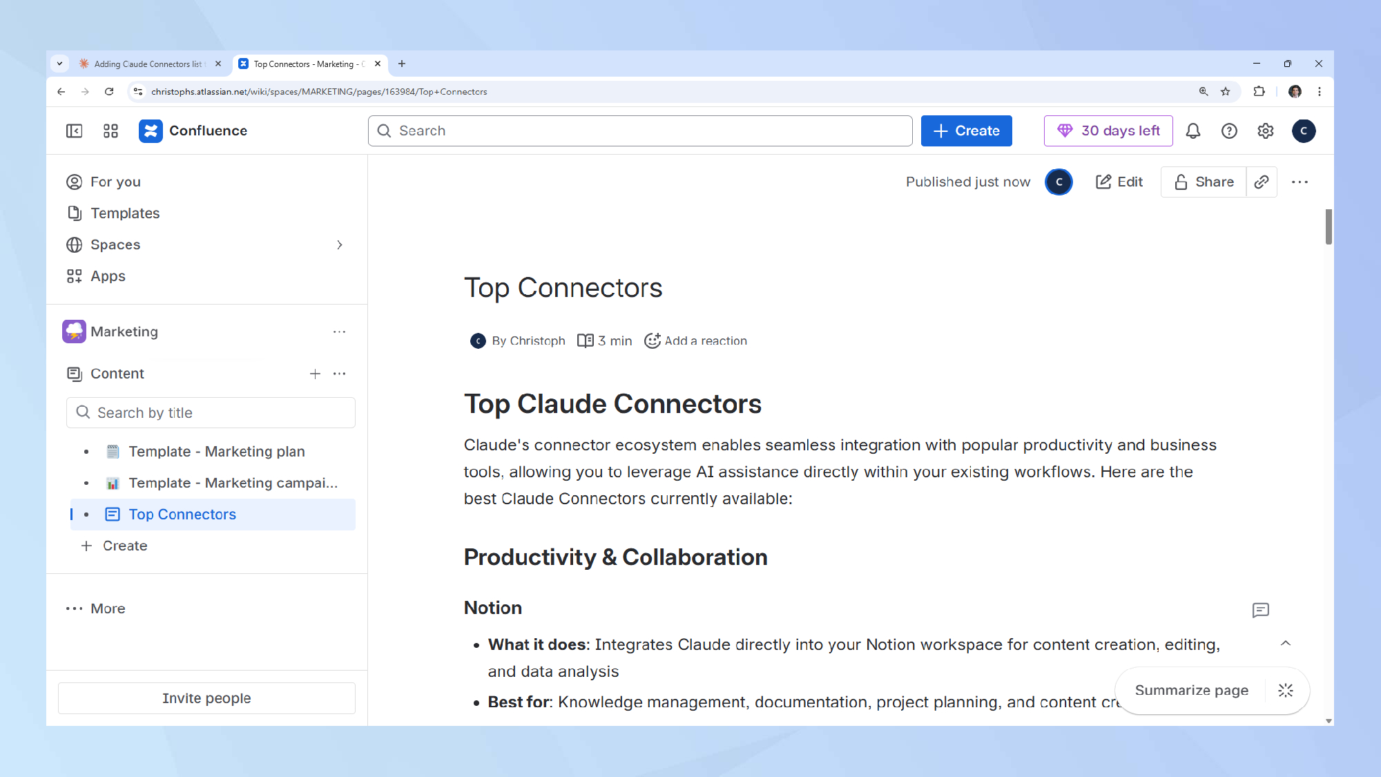 Claude connector output