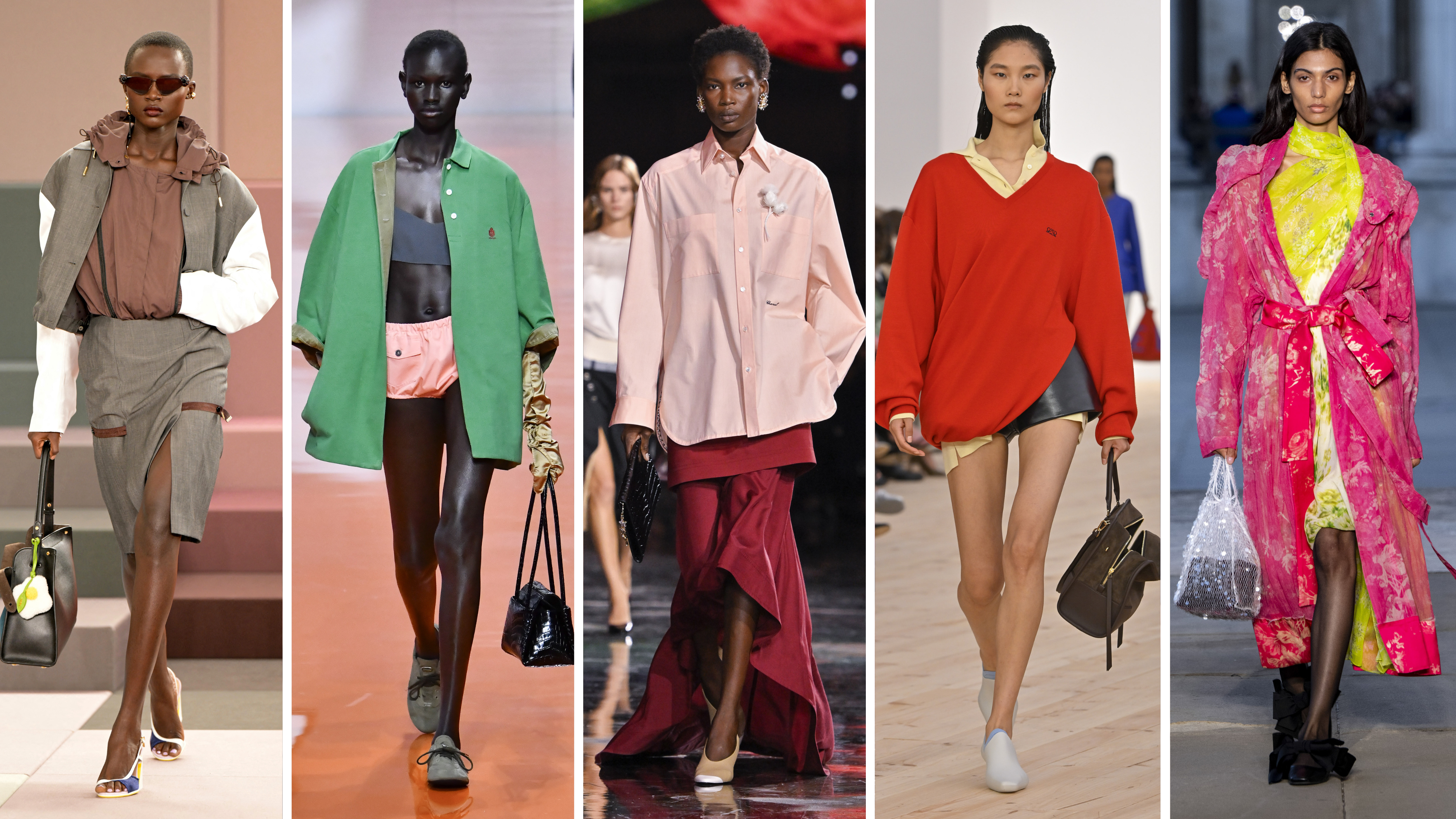Fendi, Prada, Chanel, Loewe, Erdem ss26 runway model collage