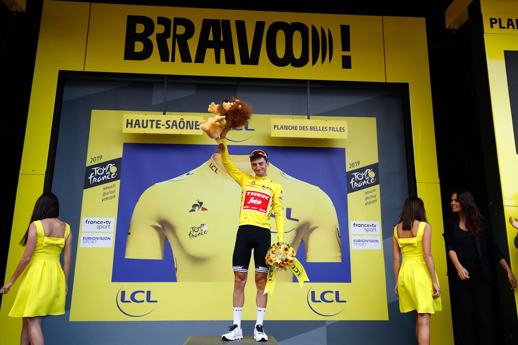 Giulio Ciccone in yellow after stage 6 at the Tour de France