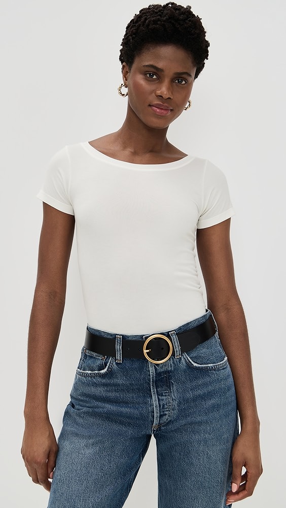 Good American Short Sleeve Boatneck Tee
