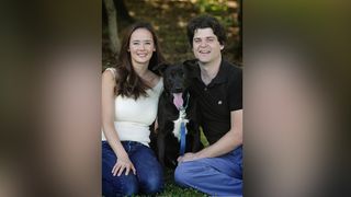 Vanessa Woods and Brian Hare with their dog.