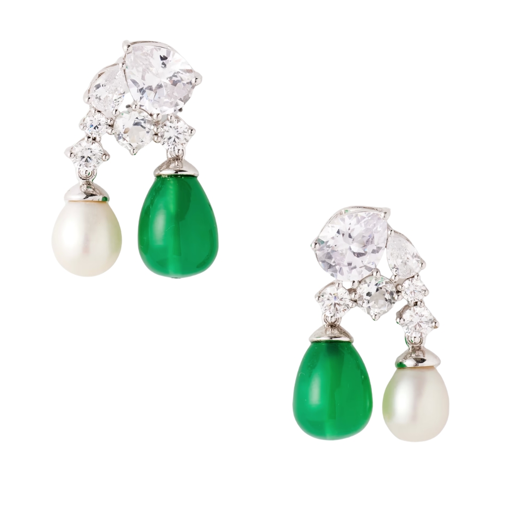 Rhodium-Plated, Cubic Zirconia, Resin and Pearl Earrings