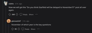 Starfield fans on Reddit worrying about another delay