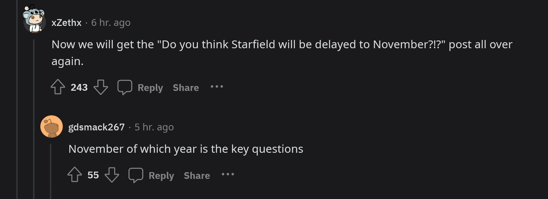 Reddit'teki Starfield hayranları başka bir gecikme için endişeleniyor