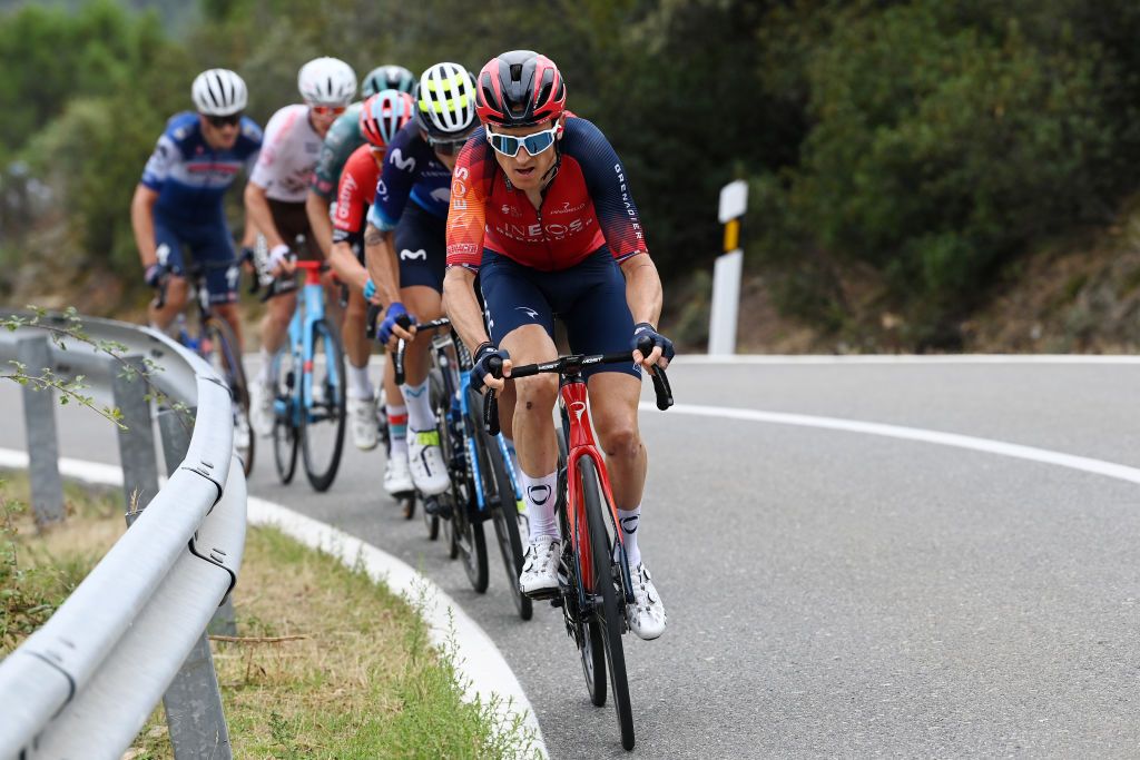 GUADARRAMA SPAIN SEPTEMBER 16 Geraint Thomas of The United Kingdom and Team INEOS Grenadiers competes in the breakaway during the 78th Tour of Spain 2023 Stage 20 a 2078km stage from Manzanares El Real to Guadarrama UCIWT on September 16 2023 in Guadarrama Spain Photo by Tim de WaeleGetty Images