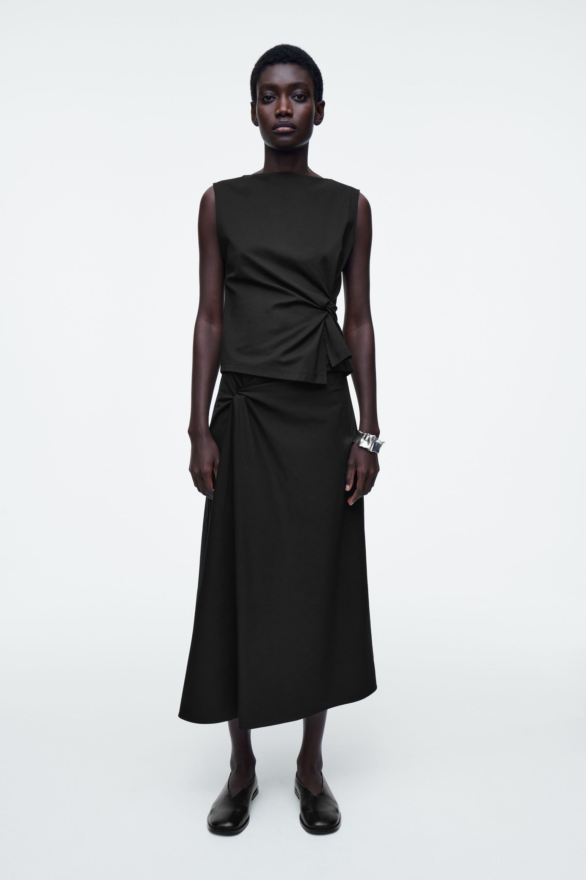 Twist-Detail Midi Skirt