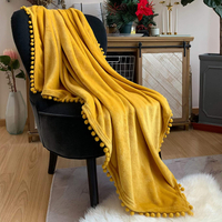 LOMAO Flannel Blanket with Pompom Fringe|Was $29.99, now $23.99