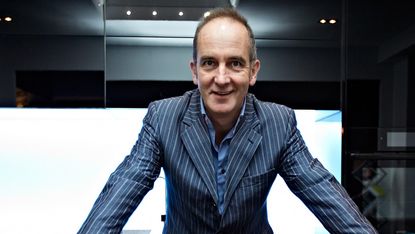 british designer kevin mccloud in blue stripe blazer