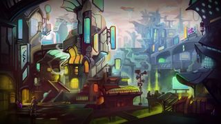 Chaos Agents loading screen, mysterious technological city