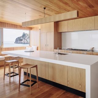 kitchen with wooden cabinet and table