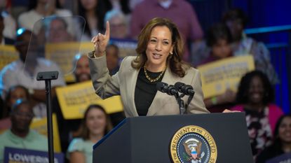 Kamala Harris speaks at an event on prescription drug prices on Aug. 15, 2024