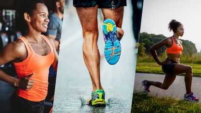 Three images of different running styles