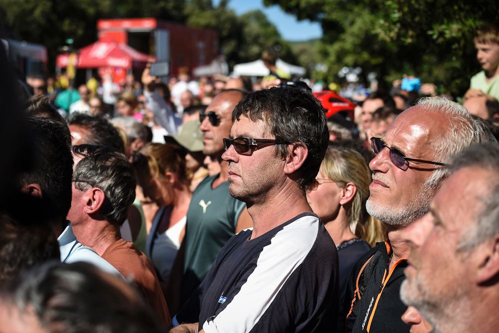 A moment of silence for the victims of Nice following stage 13 at the Tour de France