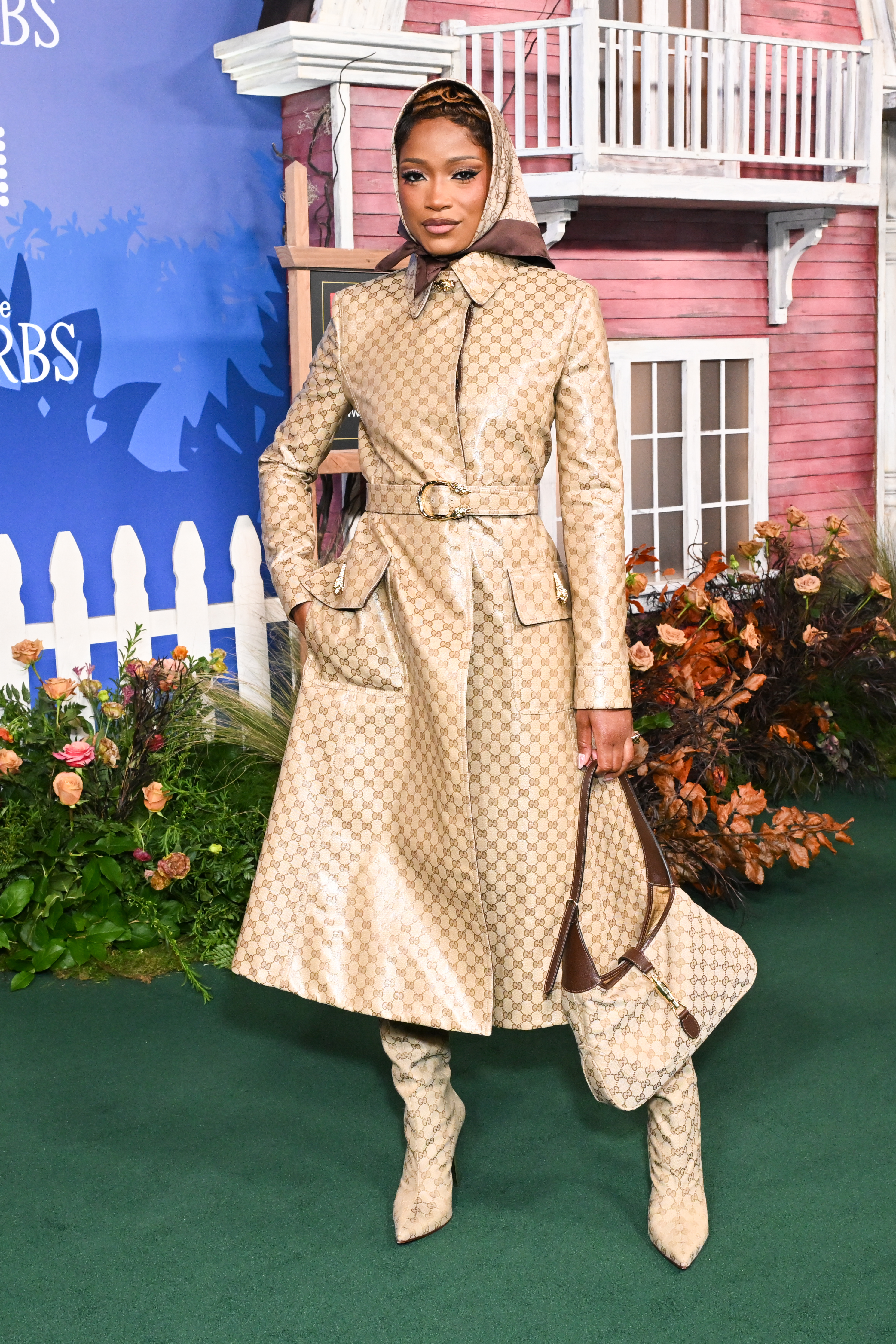 Keke Palmer attended the premiere of The Burbs in head-to-toe Gucci monogram pieces