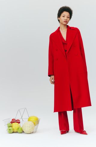 Sasha Belted Double Breasted Wool Blend Coat