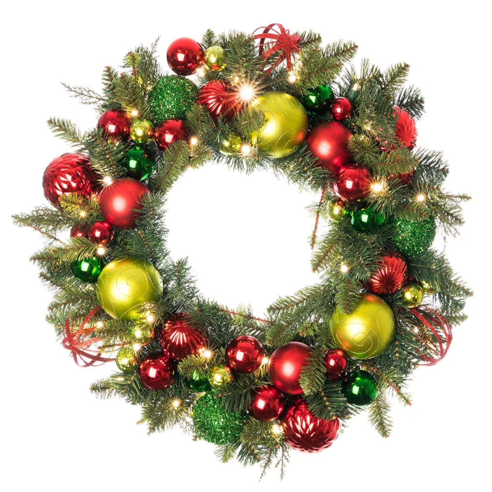 30 in. Lighted Christmas Wreath - Festive Holiday