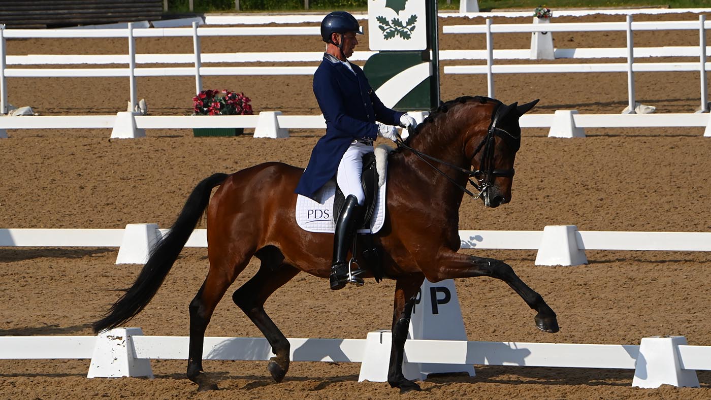 Carl Hester riding Fame at Wellington CDI3*