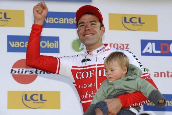 Ama&euml;l Moinard (Cofidis) celebrates on the stage winner's podium