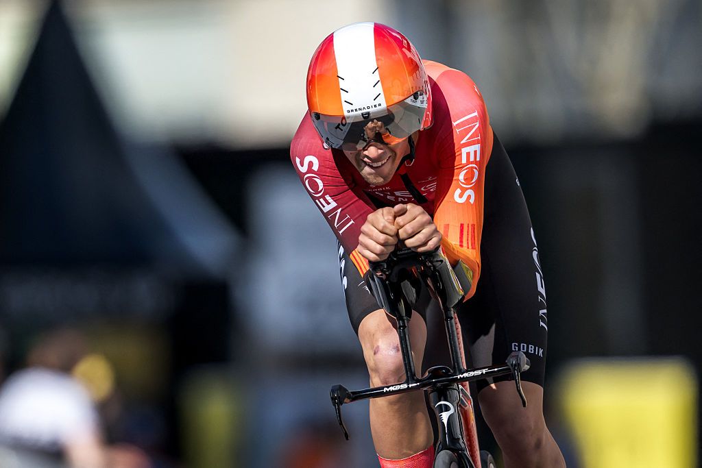 Sam Watson (Ineos Grenadiers) finishes the Tour de Romandie prologue
