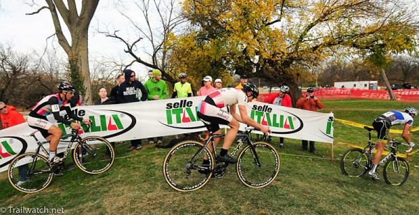 Ryan Trebon (LTS-Felt) leading Rapha-Focus teammates Jeremy Powers and Chris Jones at the end of lap one