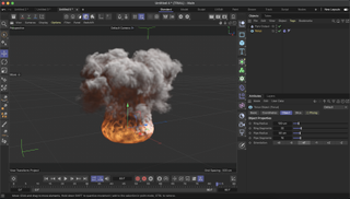 A screenshot of a pyrotechnic effect in Cinema 4D 2024