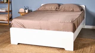 Cozy Earth bamboo sheet set on the bed in TG sleep studio