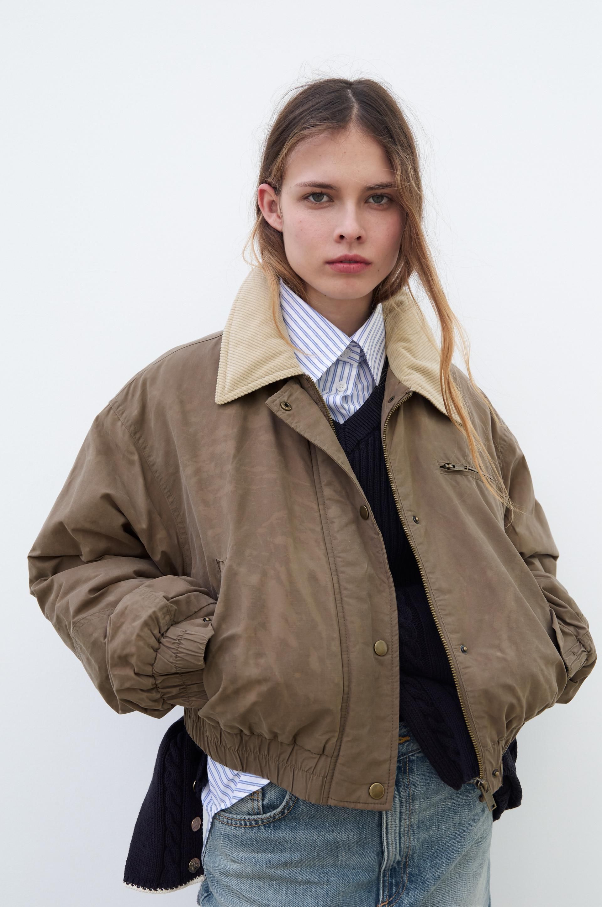 Contrast Collar Waxed Bomber