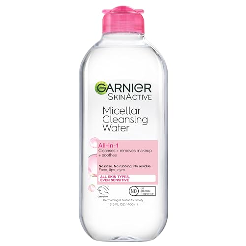 Garnier Micellar Water, Hydrating Facial Cleanser &amp;amp; Makeup Remover, Suitable for Sensitive Skin, Vegan, Cruelty Free, 13.5 Fl Oz (400ml), 1 Count