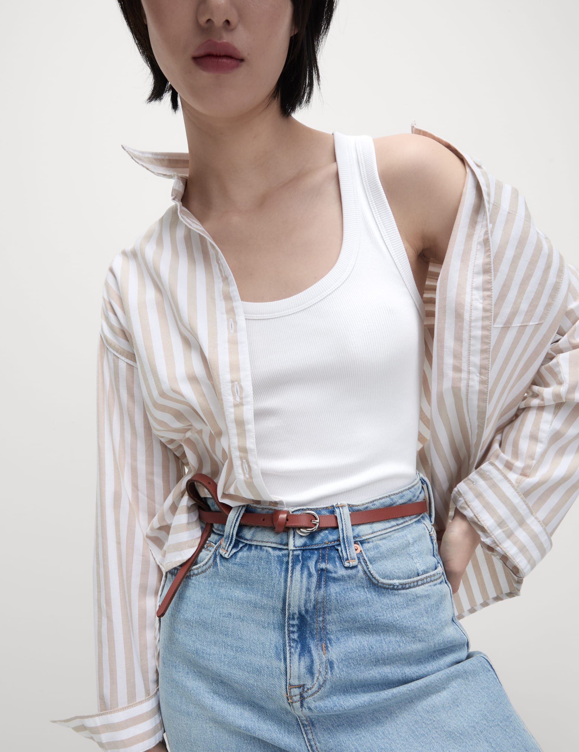 Cotton Rich Ribbed Slim Fit Vest Top