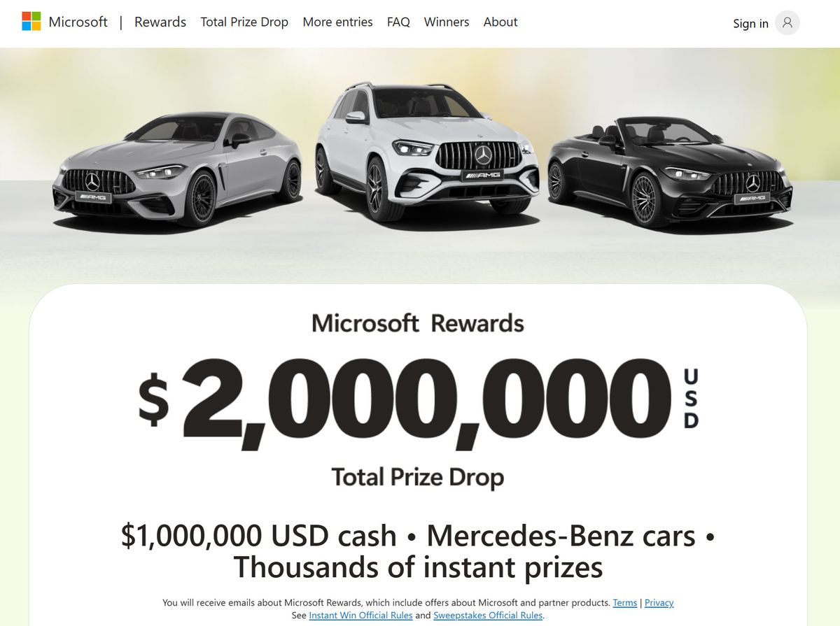 The latest MS Edge sweepstake