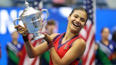Emma Raducanu celebrates her victory at the US Open 