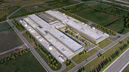 A computer generated concept of Meta's new hyperscale data center in Temple, Texas