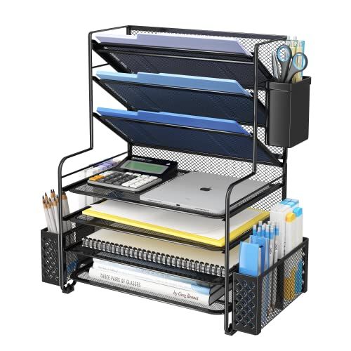 7-Tier Desk File Organizer With Pen Holder 