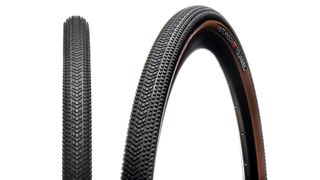 The tread design is designed for low rolling resistance and off-road speed on dry gravel trails