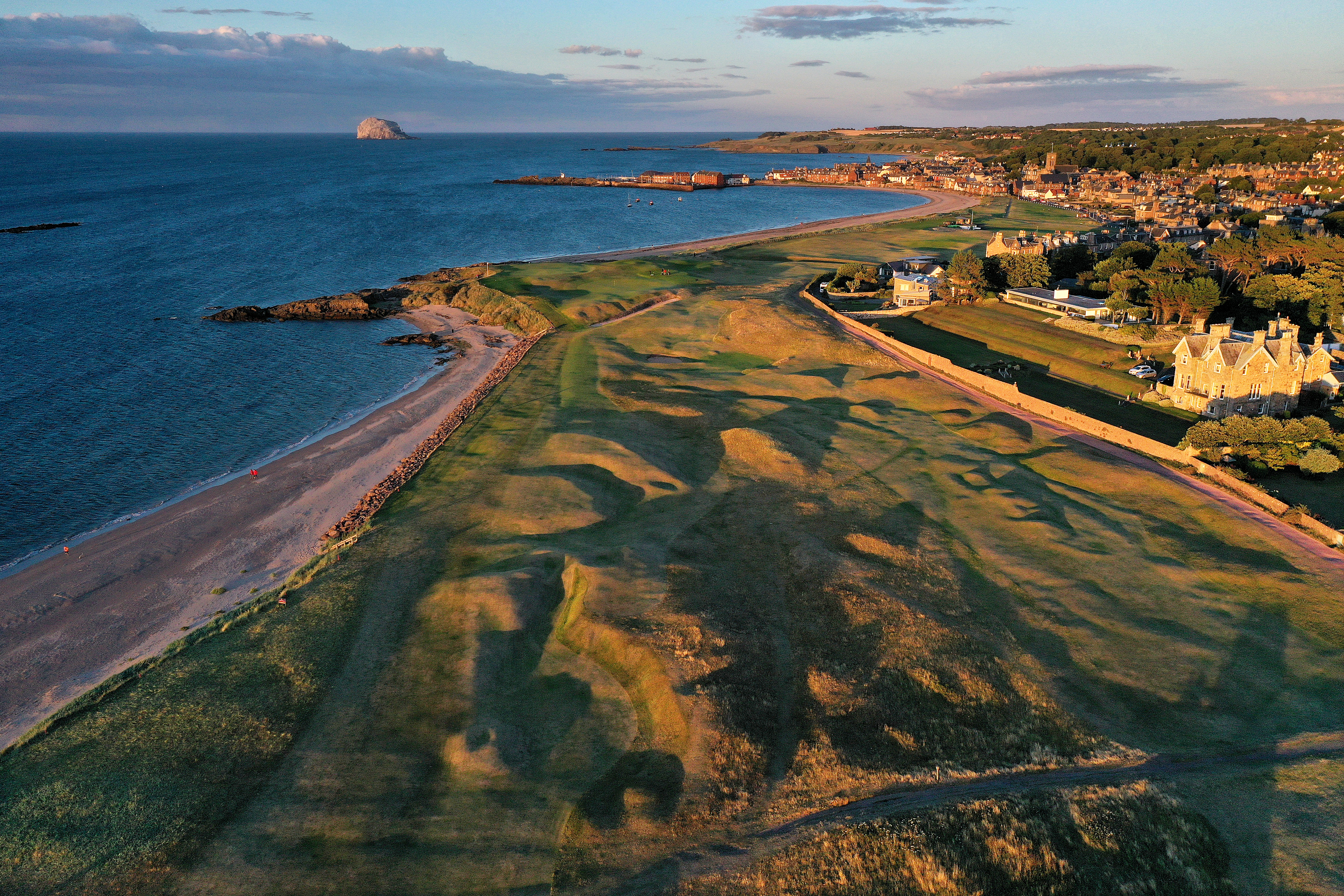 North Berwick Golf Club - aerial view of course and coastline