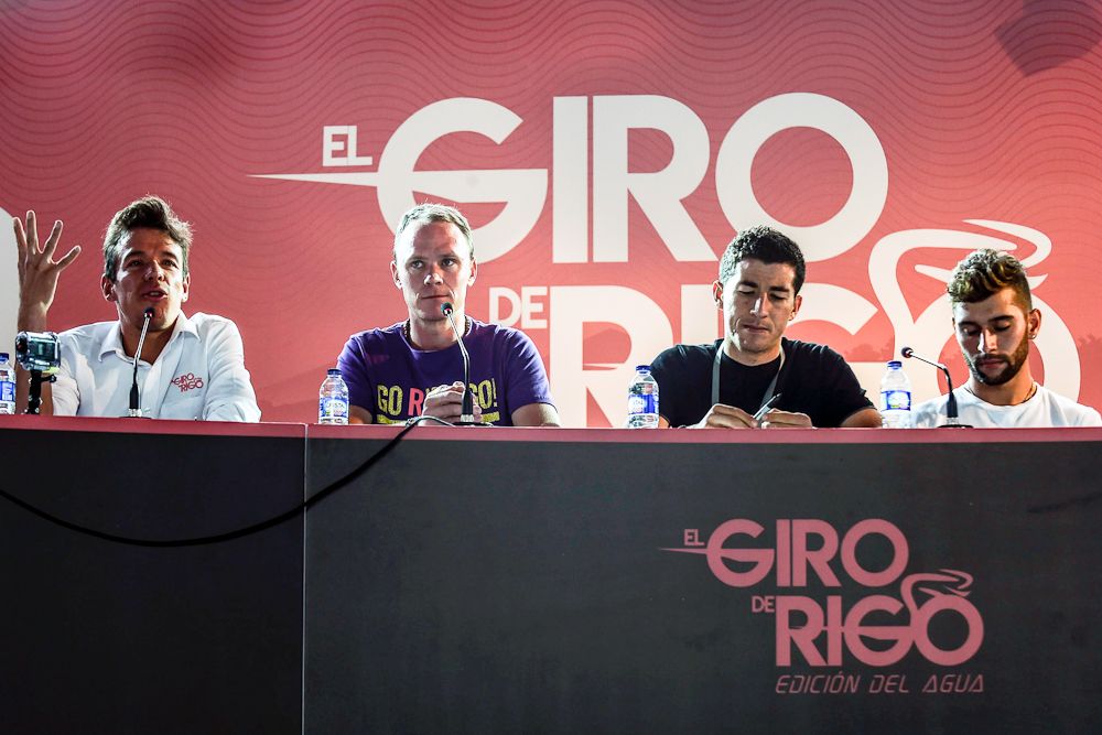 Rigoberto Uran, Chris Froome, Sergio Henao and Fernando Gaviria chat ahead of the Giro de Rigo in Colombia