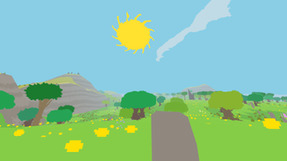 Relaxing PC games — the player wanders through a sunny plain of flat, bright colors in Proteus.