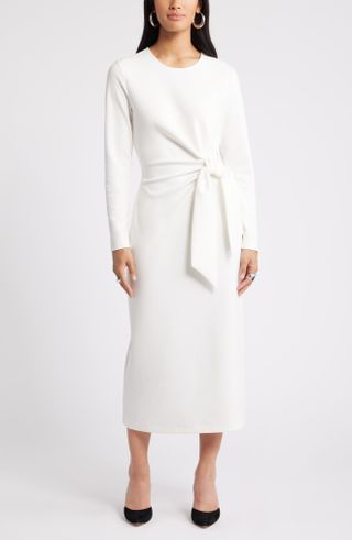 Nordstrom, Tie Waist Long Sleeve Knit Midi Dress