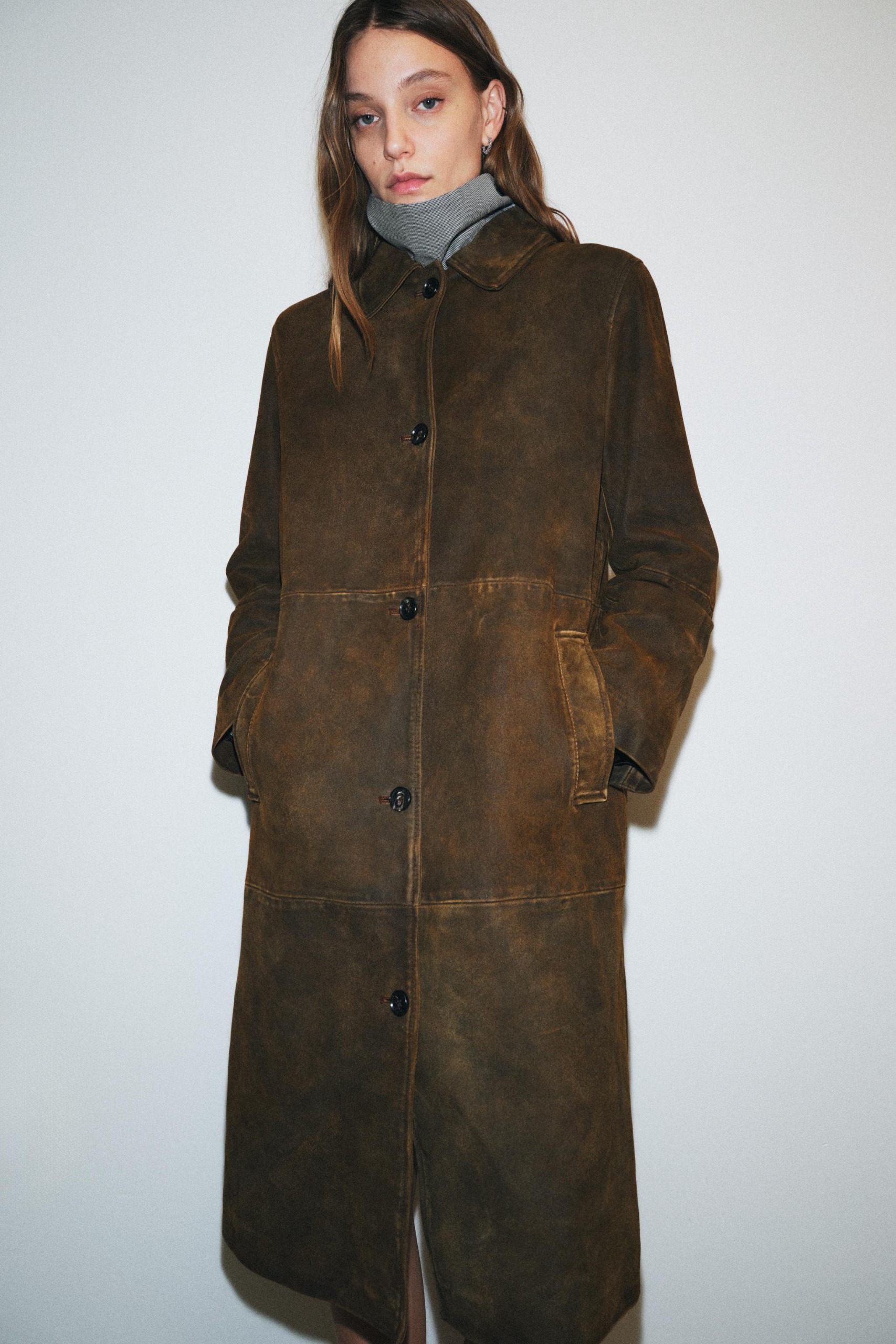ZARA Zw Collection 100% Leather Long Coat