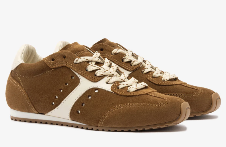 Larroud&amp;eacute;, Stella Sneaker in Russet Suede and Ivory Leather