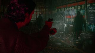 Alan Wake 2 screenshot showing Dark Place combat