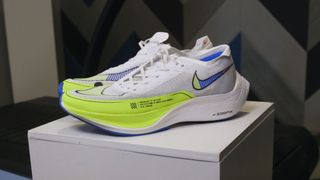 Nike Vaporfly Next%2 in green, white and blue
