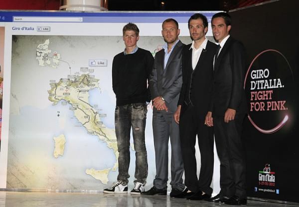 Jakob Fuglsang, Thor Hushovd, Ivan Basso, and Alberto Contador