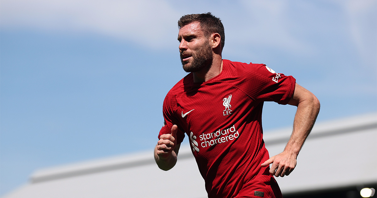 Liverpool star James Milner during the Premier League match between Fulham FC and Liverpool FC at Craven Cottage on August 06, 2022 in London, England.