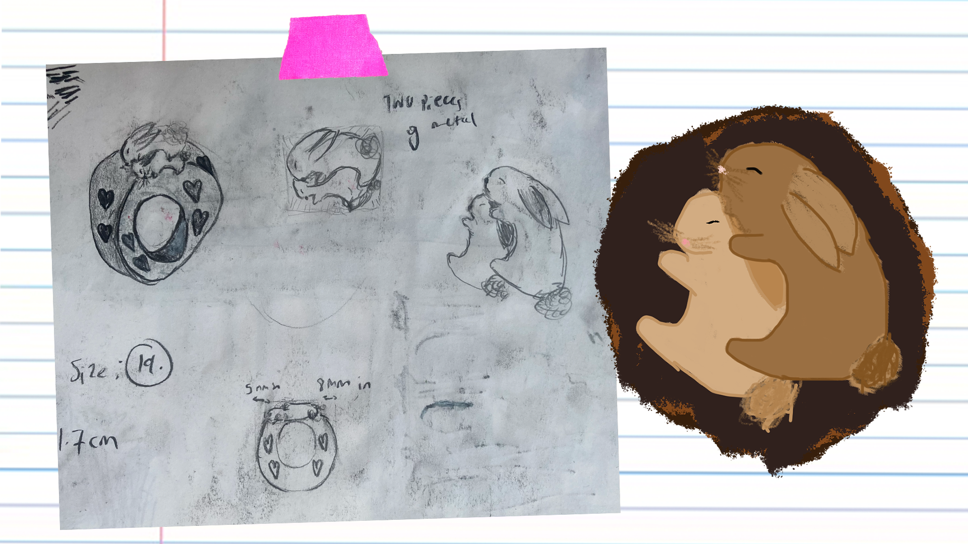 Sketches of my design for my ring.