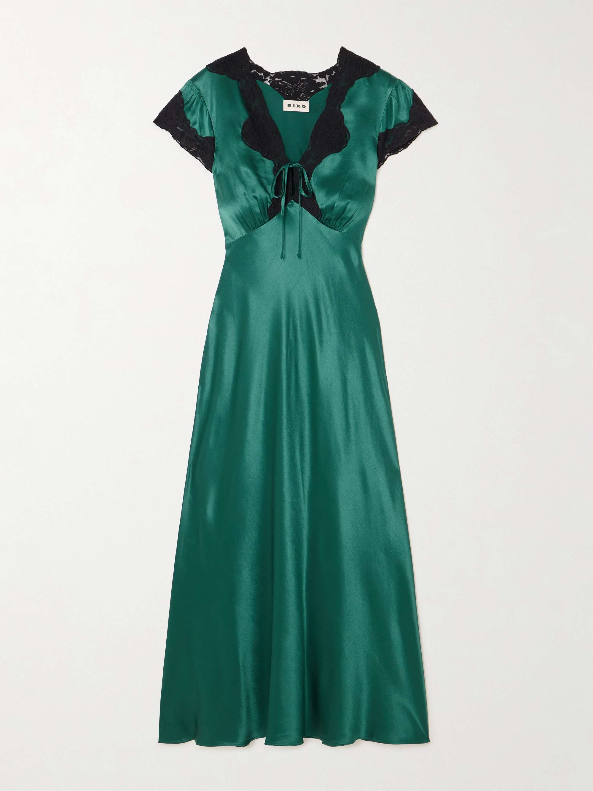 Amari Lace-Trimmed Satin Midi Dress
