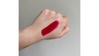 Swatch of MAC Ruby Woo red lipstick